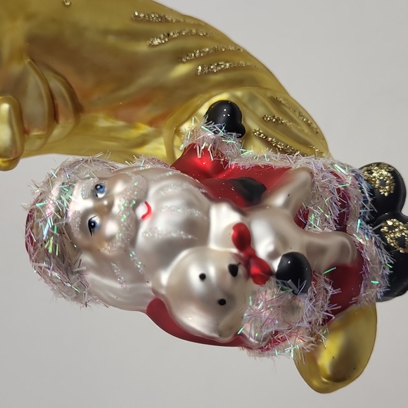 Gold Moon Glass Ornament with Santa and Elf - Picture 3 of 10